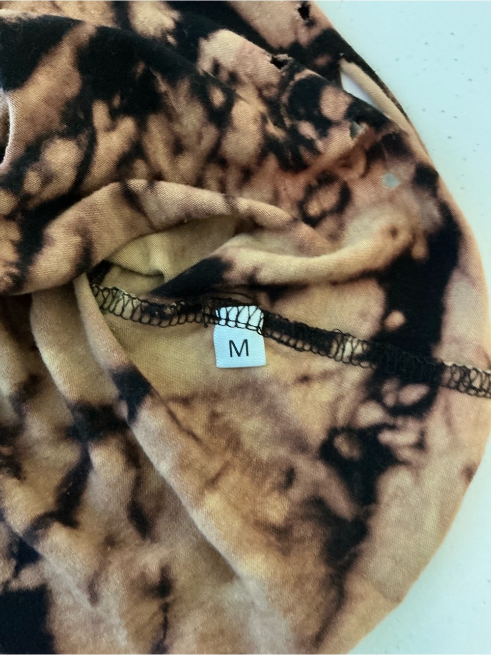 Fashion Nova Black & Tan Bleached Distressed Crop Tee - Picture 4 of 5